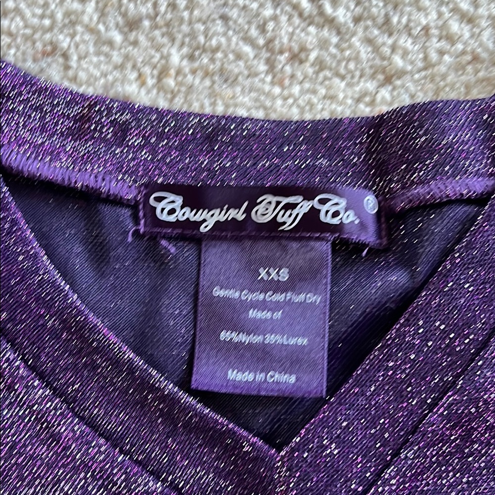 Purple Glitter V-Neck T-Shirt - Picture 2 of 3